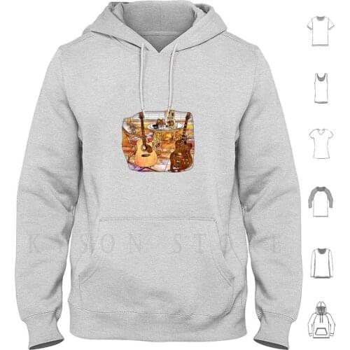 Country And Blues-Musically Themed Art Hoodies Long Sleeve Guitars Takamine Electric Guitars Music