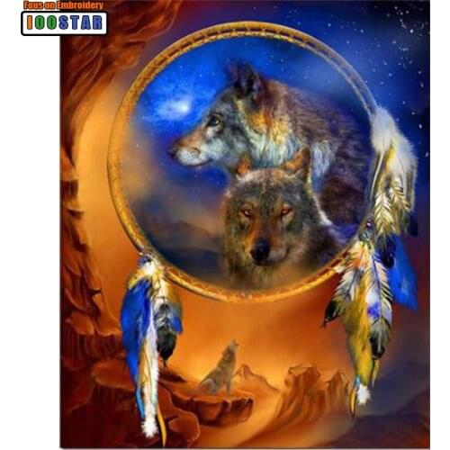 Icon Diamond Embroidery Wolf Dream Catcher Cross Stitch Square/Round Drill Diamond Painting Wall Sticker Decoration Paintings