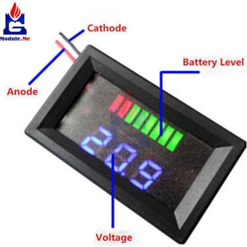 12V Blue LED Lead-acid Battery Indicator Battery Capacity Acid Tester Voltmeter Charge Level Indicator For Arduino