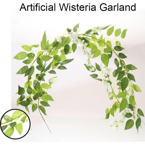 2M Artificial Wisteria Garland Wedding Arch Garland Home In/Outdoor Decoration Fake Plants Foliage
