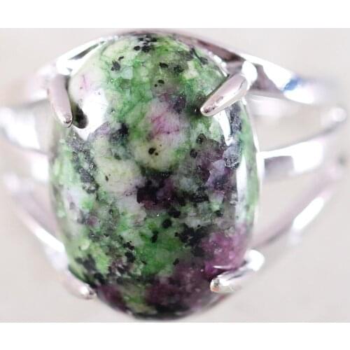 Finger Ring For Woman Natural Stone Gem Oval Beaded Ring Red Zoisite Ring Adjustable Jewelry Gift 1Pcs Z166