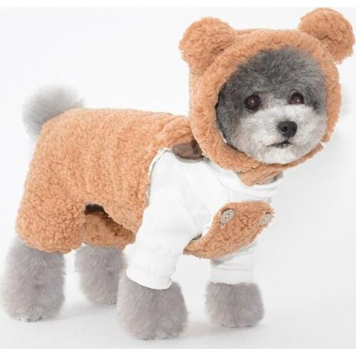 Dog Cat Jumpsuit Rompers plush Dog Coat Jacket Cat Puppy Winter Clothing Outfit Dog Overalls Winter Warm Puppy Vest