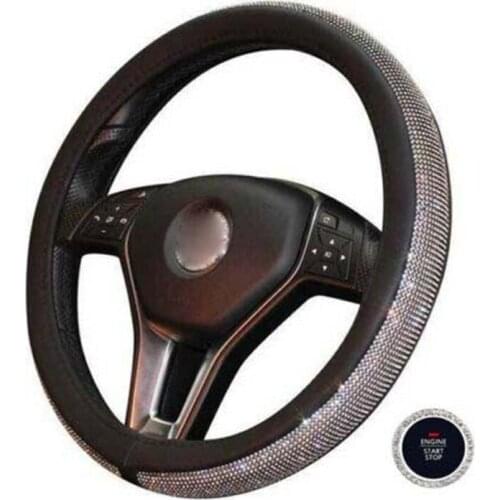 Car Steering Wheel Cover Leather Steering Wheel Cover Crystal Rhinestone Ring Sticker Steering-wheel Auto Styling