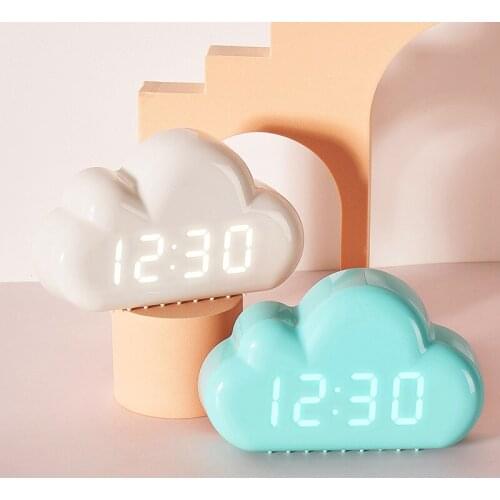 Creative Cloud Sound Control Led Clock Bedside Snooze Small Alarm Clock Student Luminous Electronic Clock
