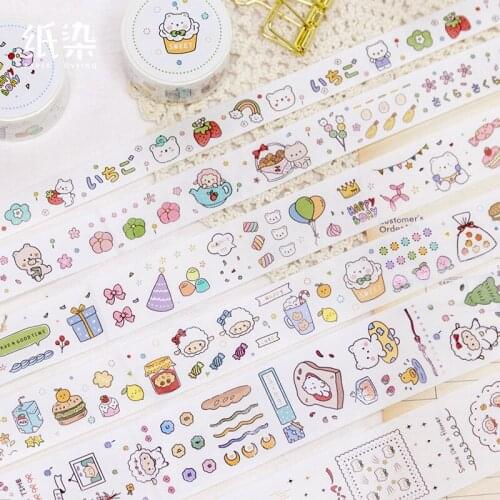 Little Bear Diary Series Washi Masking Tape Decorative Cute Tearable Adhesive Tape DIY Scrapbooking Sticker Label Stationery