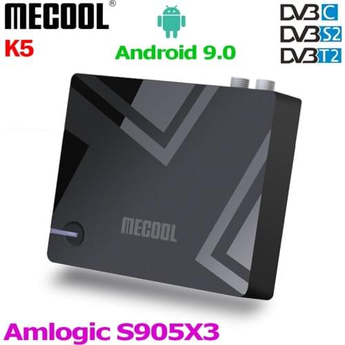 MECOOL K5 Android 9.0 TV BOX DVB T2 S2 C Amlogic S905X3 2GBRAM +16GBROM 2.4G 5G Wifi BT H.265 HEVC Media Play TV Box