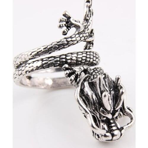 Hot sell new - free shipping Mens personality ring alloy casting miao silver ring dragon Zodiac sheep