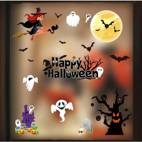Halloween Party Decoration Stickers Happy Halloween Sticker Pumpkin Spooky Wall Decals Window Decorations Home