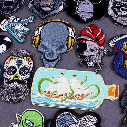 Hippie Punk Patch Iron-On Patches For Clothes Punk Clothing Patches Skull Patches For Clothes With Iron Animal Stripe for Jacket