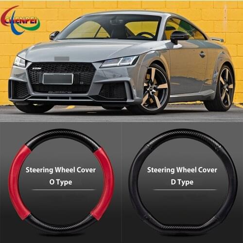 38cm Non-Slip Dreathable Carbon Fiber Steering Wheel Cover For Audi TT RS Car interior decoration accessories