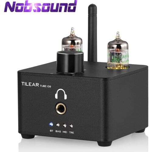 Nobsound HiFi Bluetooth 5.0 Vacuum Tube Stereo Preamp Audio Receiver Mini Desktop Headphone Amplifier USB Sound Card APTX-HD