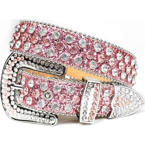 New Rhinestone PU Leather Belts for Women Luxury Pin buckle Designer Belt Studded Crystal Quality Belt Jeans Strap width 3.8cm