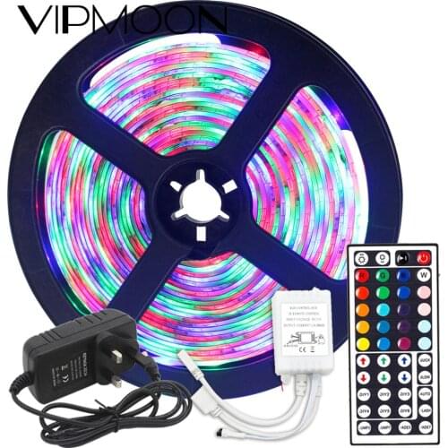 NEW LED Strip Light RGB SMD 2835 Flexible Ribbon fita RGB LED light IP65 5M 10M Tape Diode DC12V IR Control Adapter Full set