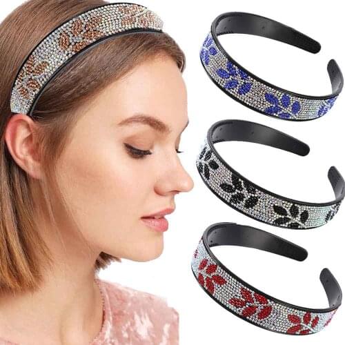 Haimeikang Toothed Non-slip Headband Wide Girls Hairbands For Women Fashion Rhinestone Bezel Headwear Hair Hoop Hair Accessories