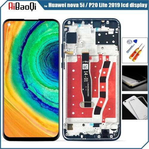 Original LCD 6.4 For Huawei nova 5i LCD Display+Touch panel Digitizer GLK-LX1 LX2 LX3 for HUAWEI P20 Lite 2019 Screen With Frame