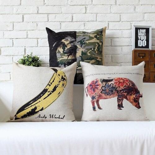 Banana pillow cover, cartoon creative Pop Art Andy Warhol pig banana Camouflage throw pillow case pillowcase wholesale