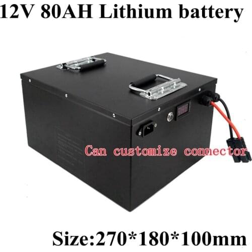 Portable 12v 80ah Lithium Battery 80ah Li Ion 18650 for Solar Energy Storage Fishing Boat UPS Power Supply RV + 10A Charger