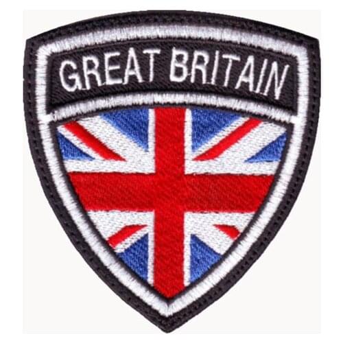 Embroidery Great Britain Fabric Patches Made by Twill with Merrow Border Iron On Backing Make as Design MOQ50pcs Free Shipping