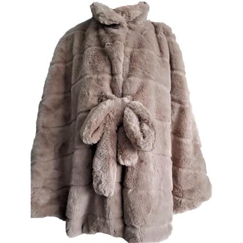 Faux Fur Women Winter Coat Warm Casual Female Clothing Bat wings Sleeve Furry Outerwear Plus Size Thicken Fluffy Overcoat