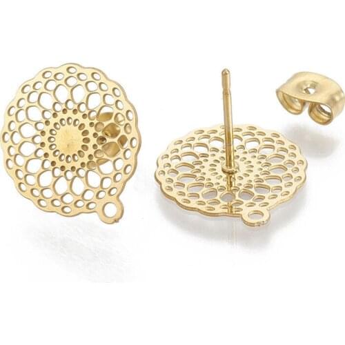 10pcs Earrings Accessories Stainless Steel Gold Steel Metal Hollow Earrings Base Connectors Linkers DIY Jewelry Making Findings