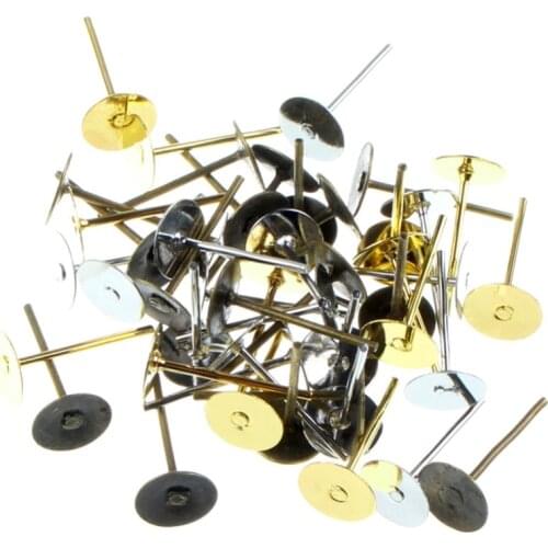 100pcs Sliver/Golden/White K/Bronze/KC Gold Stud Earrings Fashion For Women Party Gift DIY Jewelry Making Decoration Accessories