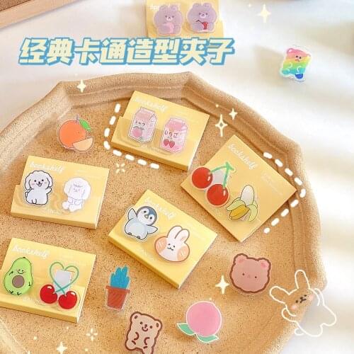 2pcs/lot Cartoon Pattern Acrylic Clip Book Fixing Clip Photo Wall Clip Photo Clip Message Memo Clip Paper Organizer