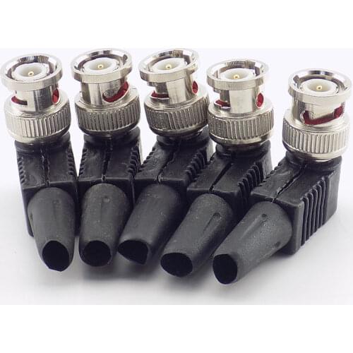 5pcs BNC Male Connector Bending Angle Plug Adapter Twist-on Coaxial Cable for CCTV Camera Surveillance Video Audio