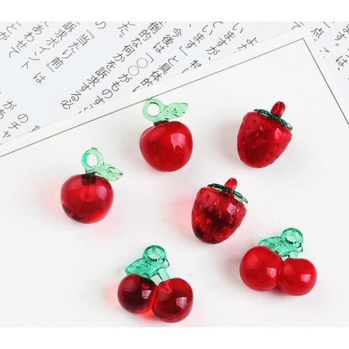 6pcs Korean Fashion Cute Summer Fruit Strawberry Cherry Earringsfor Women Material Diy Handmade Ear Jewelry Accessories