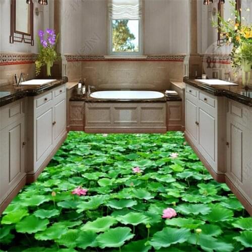 Beibehang Custom wall papers home decor 3D Lotus Pond Pond Flower Plant Bedroom Bathroom Flooring wallpaper self adhesive behang