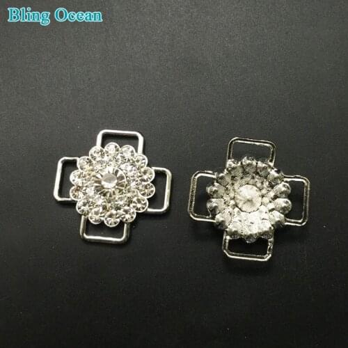Shining Metal Buttons Crystal Rhinestone Bikini Swimwear Connectors/ Buckle For Swimwear