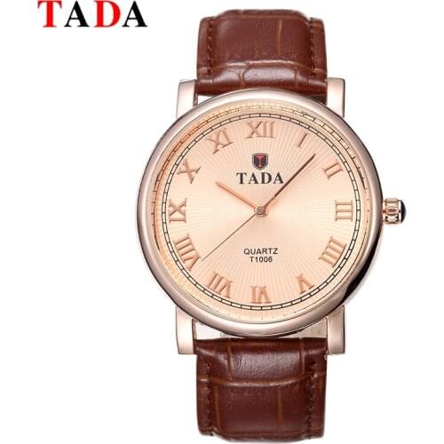 Tada Brand relogios Luxury Genuine Leather Strap Women Fashion Roman Numerals Analog hour Clock 30m Waterproof Men Quartz Watch