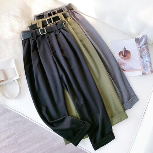 Ladies Suit Daddy Pants High Waist Harem Pants Autumn and Winter New Loose Straight Leg Thin All-match Casual Nine-point Pants