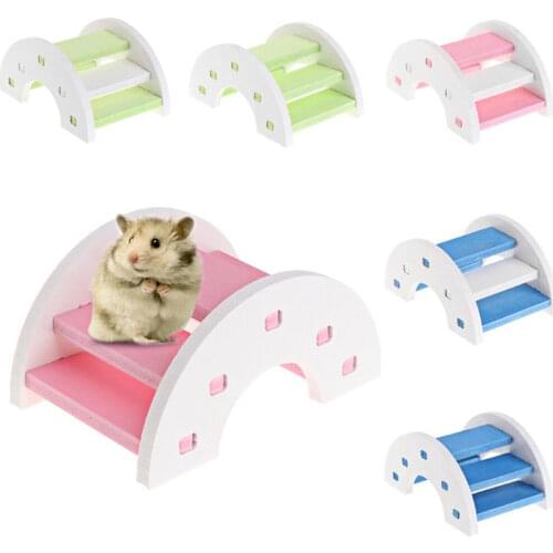 Wood Chew Toys Teeth Care Molar Toy for Rabbit Chinchilla Pet Molar Toys for Hamster Colorful Mini Stairs Exercise Pet