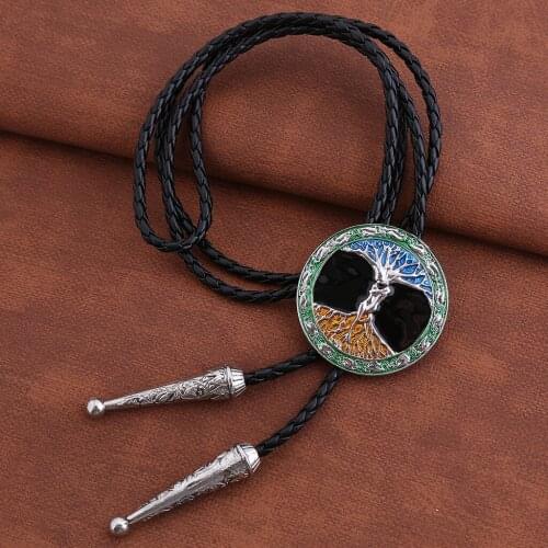 European and American new style bolo tie, tree of wisdom bow tie, fashionable mens leather cord necklace