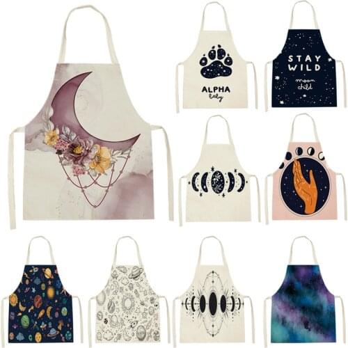 Apron Kids Apron Kitchen Household Item Cosmic Print Apron Adult Hair Apron 55-68cm Apron Custom Logo Kitchen Supplie Tablier