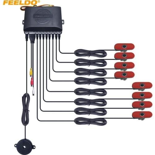 FEELDO 1Set Car Original Style 16.5mm 8-Sensor Video Rearview Visual Parking Sensor Backup Radar System 3-Color #FD-2936