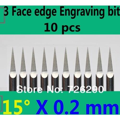 HUHAO 10pcs 3.175mm Dia 15 Angle 0.2mm Tip 3 Edge Carbide Woodworking Tools Engraving Bits for CNC Router Machine