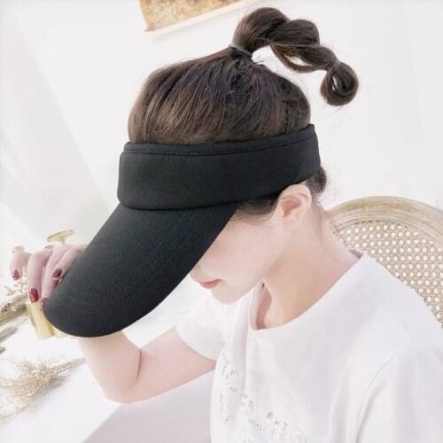 Visor Hat Female Summer Sunscreen Sunshade Empty Top Visors Cap Men Sport Running Hiking Pure Color Anti-UV Casual Caps H7291