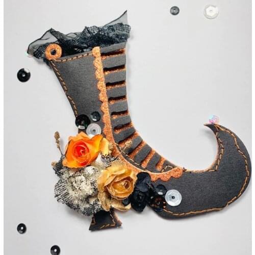 KSCRAFT Witch Boots Halloween Tags Metal Cutting Dies Stencils for DIY Scrapbooking Decorative Embossing DIY Paper Cards