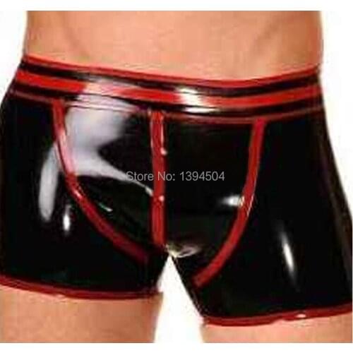 2017 New Fetish Hot Sexy Lingerie Cekc Hot Costumes Babydoll Handmade Latex Pants Men Underwear Spliced Shorts