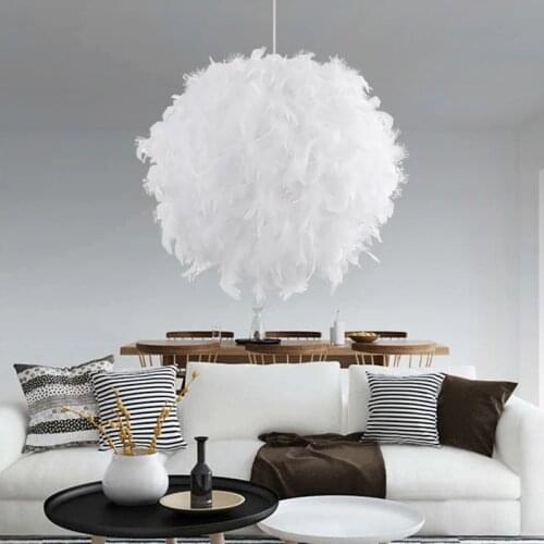 Fashion simple bedroom childrens room white/pink/rose red feather ball chandelier lamps