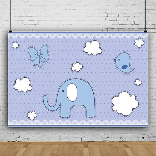 Cartoon Baby Elephant Cloud Background for Portrait Photography Welcome Newborn Kids Birthday Decors Backdrops Photocall Studio