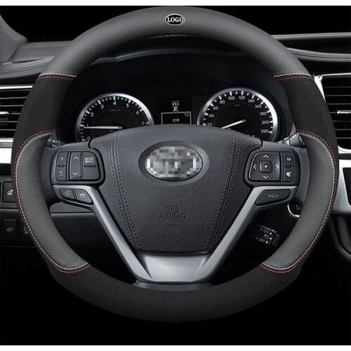 Genuine Leather Car Steering Wheel Cover 15 inch/38cm for Toyota Alphard Corolla Vios Camry Yaris Avanza Fortuner CHR Altis