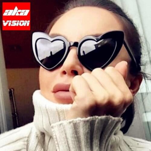 AKA VISION Love Heart Sunglasses Women High Quality Eyewear For Women/Men Metal Eyeglasses Vintage Glasses Shades For Women