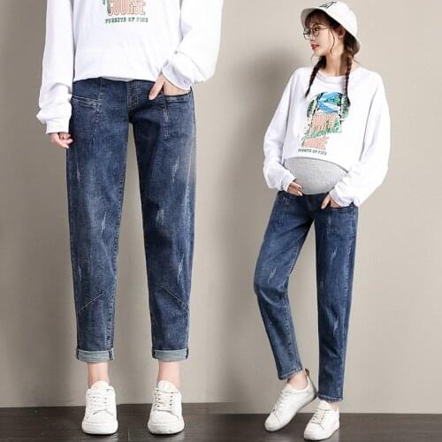Autumn Boyfriend Jeans Maternity Harem Pants For Pregnant Women Clothe Casual Loose Abdominal Pregnancy Jeans Maternity Clothing