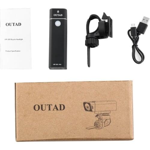 OUTAD 300LM 600lm Bicycle Front Light Bike Flashlight Torch 4 Modes IPX6 Waterproof USB Charging Safety Light with Bracket