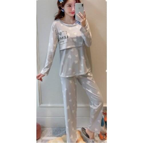 Maternity Nursing Pijamas Suits Spring Autumn Long Sleeves Nightwear Breastfeeding Pregnancy Women Pajamas Sets Sleepwear D0072