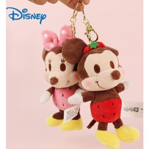 Mickey Mouse Plush Keychains For Gifrl Kids Minnie Kawaii Pendant 7 Inch Disney Princesses Soft Anime Toys Small Stuffed Animals