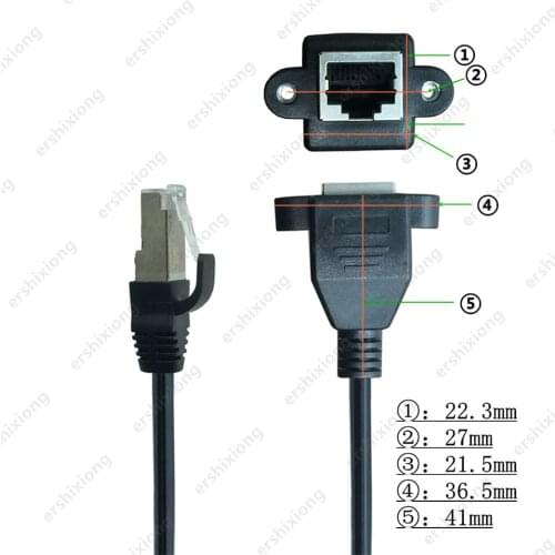 RJ45 Cat5 8P8C FTP STP UTP Cat 5e Male to Female 90 Degree Right Angled Panel Mount LAN Ethernet Network Cable 0.3m 0.6m 1m 1.5m