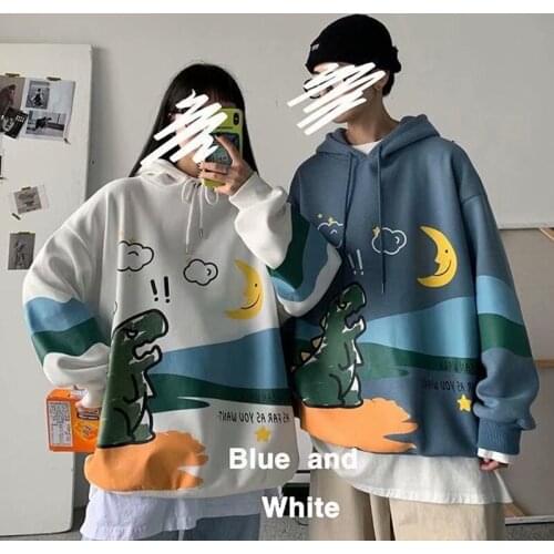 Cartoon Print Hoodies Women Spring Autumn Hip Hop Loose Hoodie Oversized Couple Wear Sweatshirts Casual Letters Pullovers X965